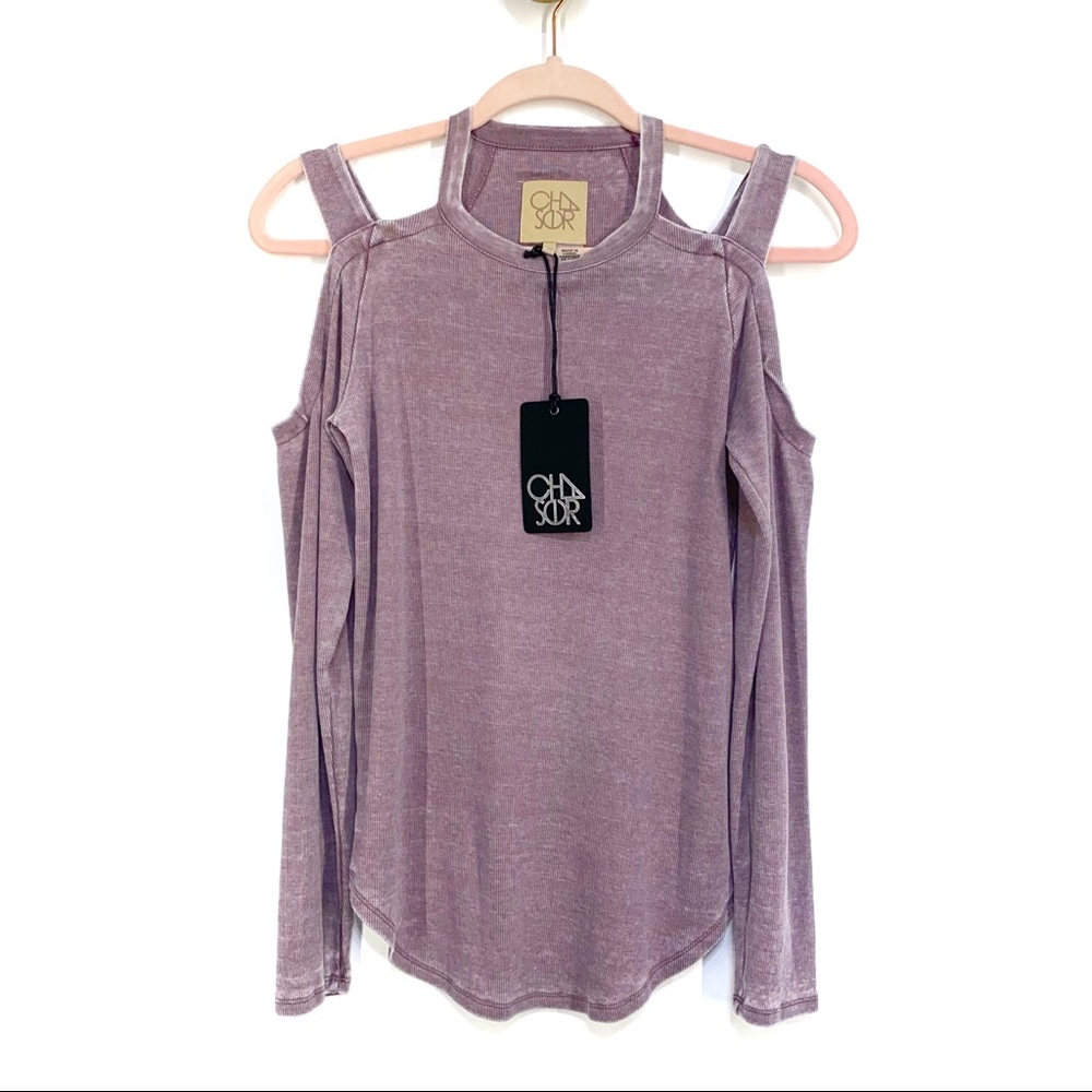 Chaser Vintage Ribbed Cold Shoulder Tee